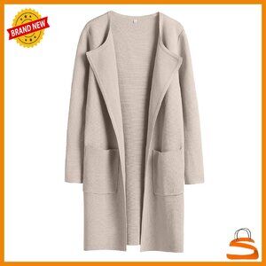 Open Front Knit Cardigan Sweater with Pockets - Dressy Casual Coatigan